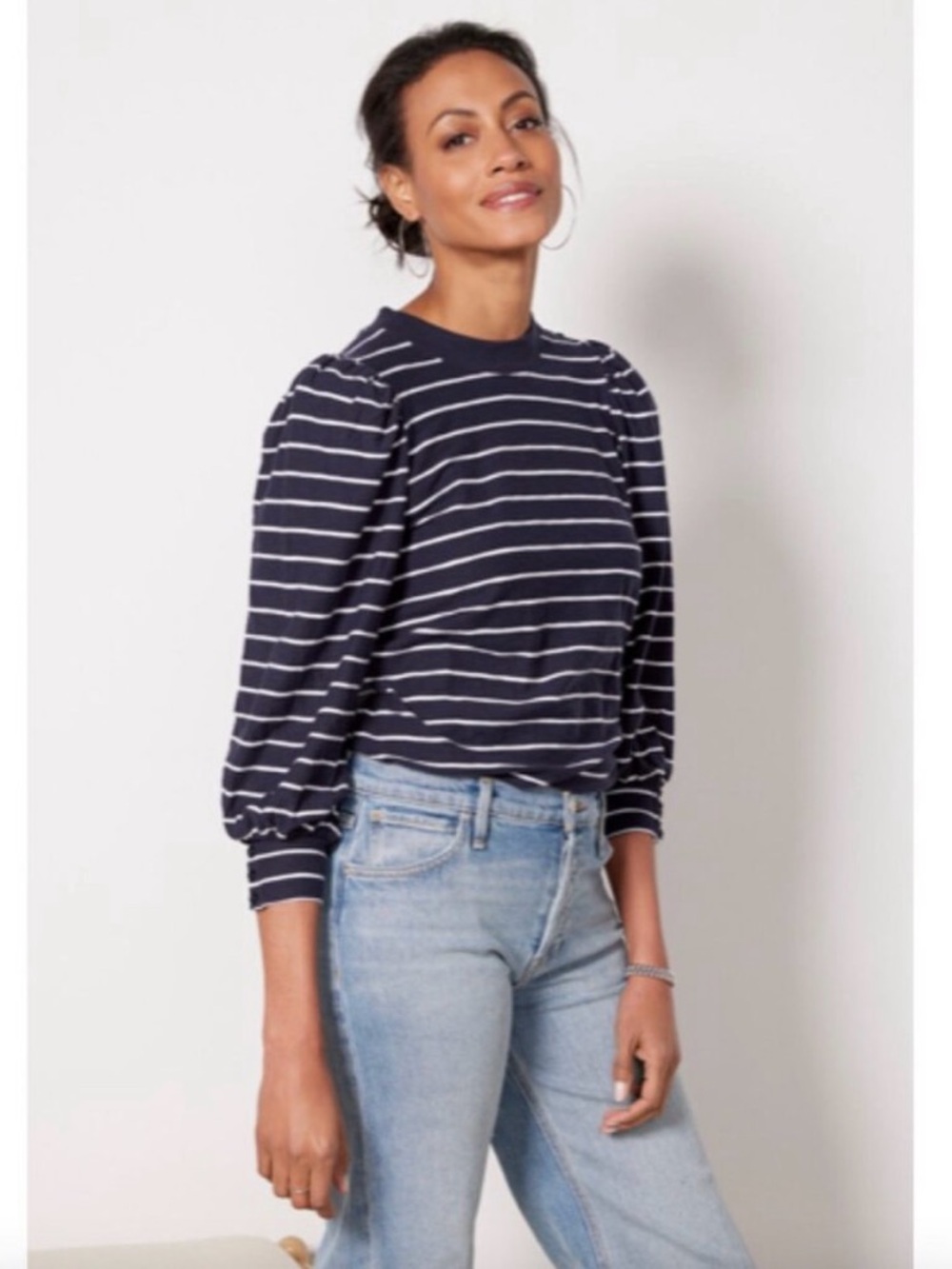 Nation LTD Britton Striped Pima Cotton Long Sleeve Top